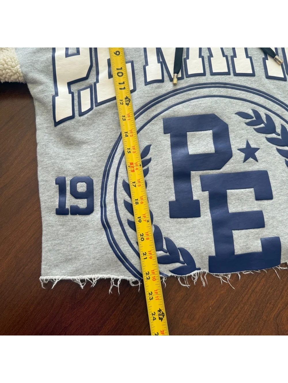 P.E Nation Grey Hoodie with Sherpa Sleeves and Drawstring Hood, Size S